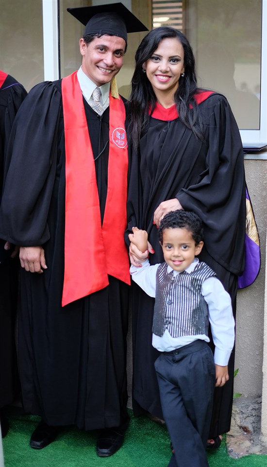 Benyamin, Magi, and their youngest son Jason after graduation. (Photo: Wissam al-Saliby)