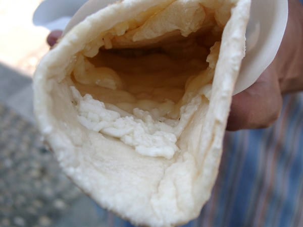 A manouche "jibneh" (cheese) from a local "oven" in Lebanon. (Photo: Wissam al-Saliby)